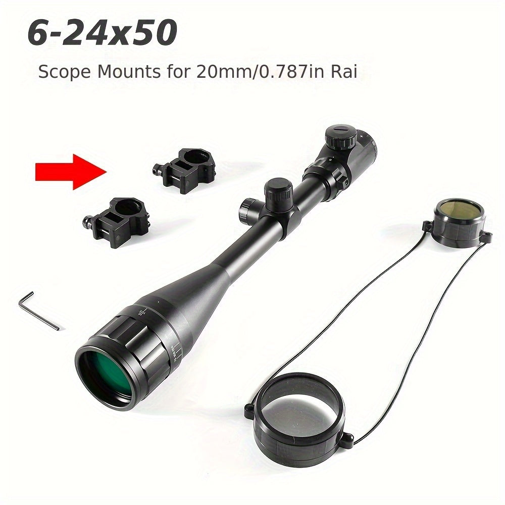 6-24x50 AO Rifle Scope with Illuminated Red/Green Reticle - Long-Range Hunting Scope with 20mm Rail Mount, Aluminum Alloy Optical Sight