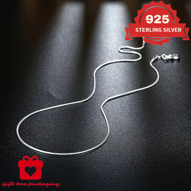 925 Sterling Silver 1mm Snake Chain Necklace Unisex – Handmade Round Snake Chain Lengths 16–24 Inches, Gift Box Included, Perfect for Daily Wear, Mother’s Day & Gifts for Him or Her
