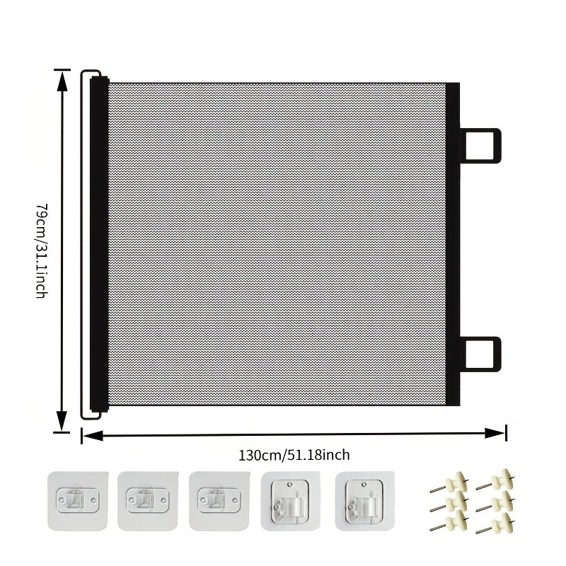 Retractable Mesh Pet Gate for Dogs and Cats - No-Drill Easy Install Safety Gate for Stairs, Doorways, and Rooms, Indoor/Outdoor Pet Barrier for Home, Office, and Hallways