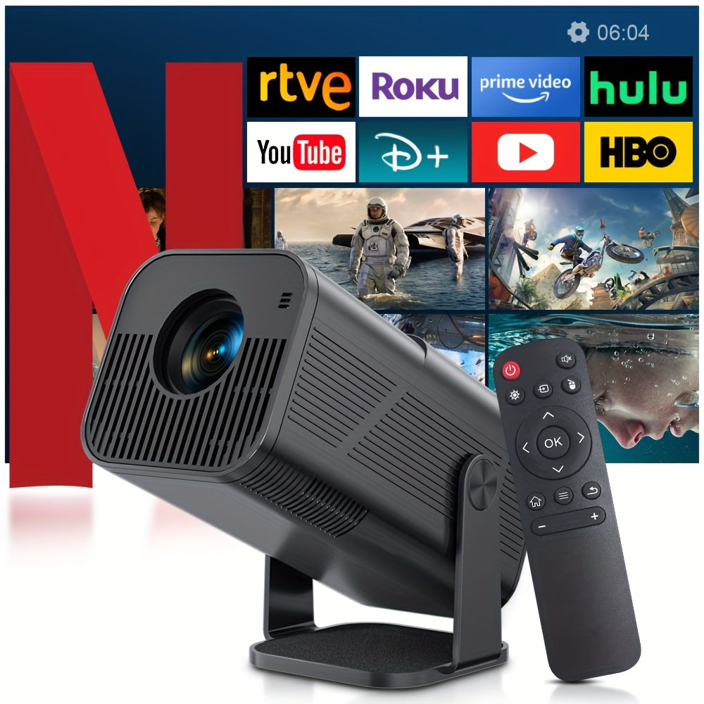 AMOVFILM Advanced Portable Smart Projector with WiFi 6 & 4K Video Decoding, 1080P Native Resolution, Built-in Android 11, Home Theater & Outdoor Movie Projector, Mobile Screen Mirroring, Multiple Colors