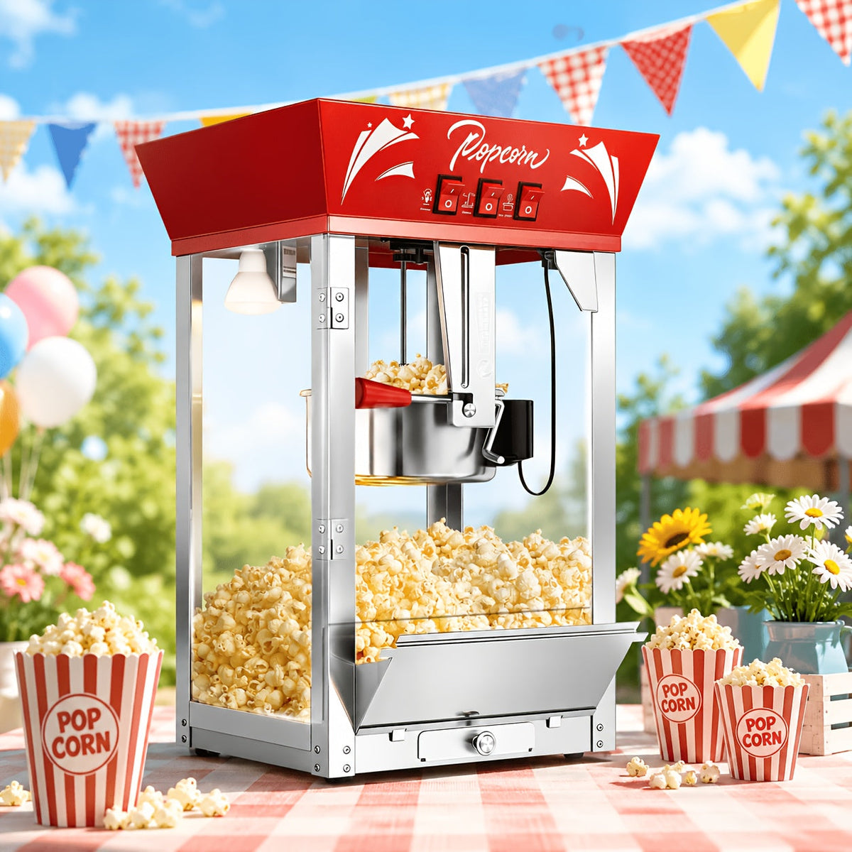 Popcorn Machine 8oz–32oz Commercial-Grade Countertop Popcorn Maker with 3-Switch Control for Home Movie Theater Parties & Game Nights – Multiple Sizes & Colors