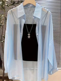 Women's French-Style Cardigan Shirt Jacket, Lightweight Long-Sleeve Thin Open-Front Versatile Layering Top, Spring/Summer 2025, Multi-Color, S-XXL