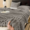 Ribbed Coral Fleece Blanket Ultra-Soft Solid Color All-Season Machine Washable for Bedroom Sofa Couch Camping Dorm Hotel Dark Gray White Light Gray Brown Green Multiple Sizes