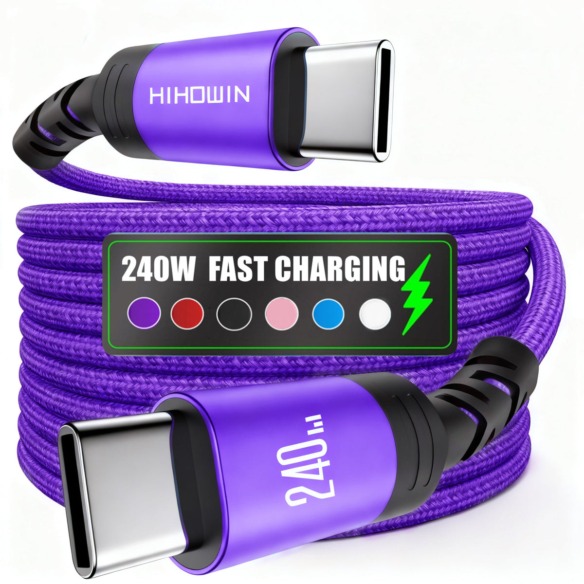 240W USB-C to USB-C Fast Charging Cable - 1m, 2m & 3m - For MacBook, iPad, iPhone 17/16/15, Samsung Galaxy, Google Pixel & More - 6 Colors