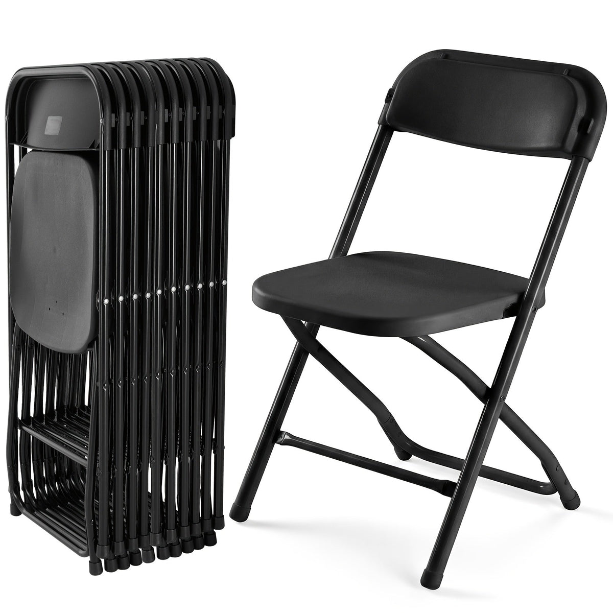Plastic Folding Chair 330LB Heavy Duty – Lightweight Foldable Chairs for Office Indoor Outdoor Events in Black & White (Set of 4 / 6 / 10)