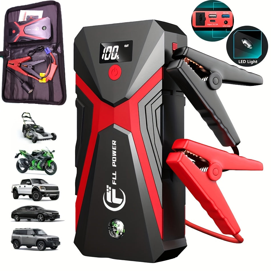 便携式汽车应急启动电源 1600A–3000A 12V 电池启动器 – 适用于汽油和柴油发动机的紧凑型应急启动电源，配备 USB 充电端口及 LED 手电筒