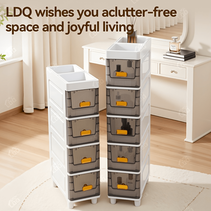 Slim Rolling Storage Cabinet with Drawers and Wheels, Waterproof PP Organizer, 3/4/5/6 Tier for Bathroom, Kitchen, Bedroom, and Small Spaces – Narrow Drawer Unit