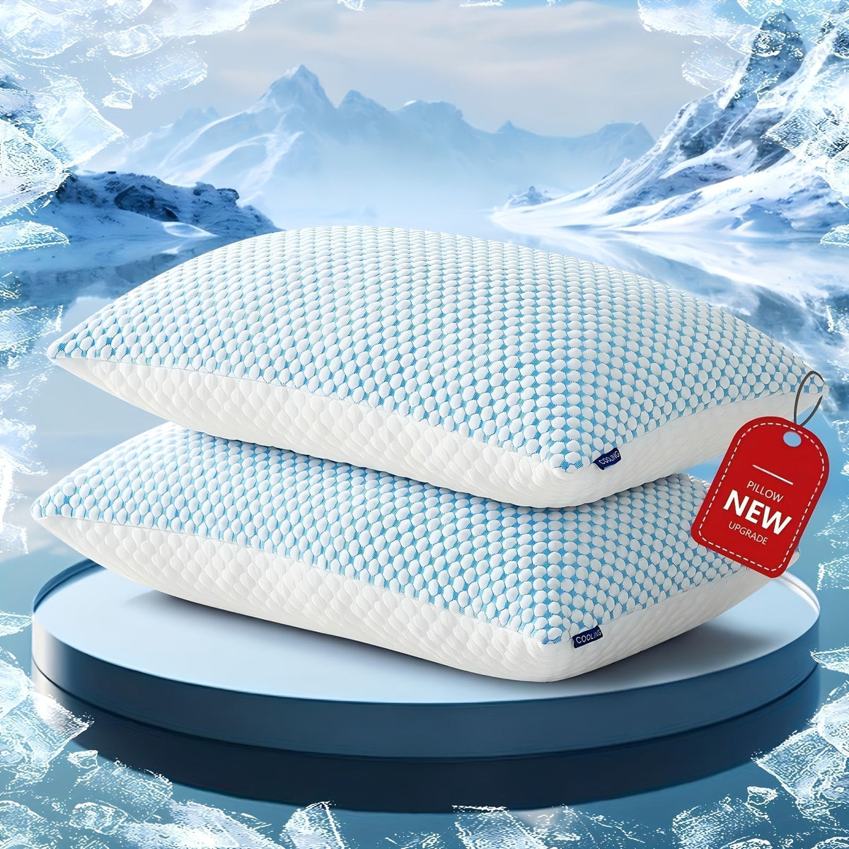 2-Pack Cooling King Size Pillows – Hotel Quality Non-Collapsing Down Alternative with Memory Foam Filling, Polyester & Viscose Cover, Machine Washable, for Side, Back, and Stomach Sleepers