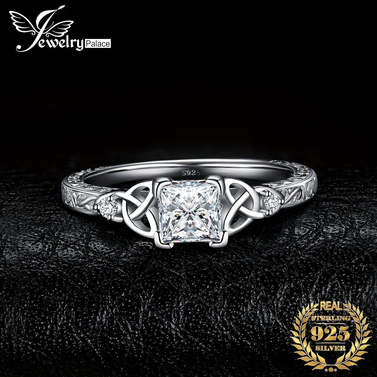 Princess Cut CZ Engagement Ring 925 Sterling Silver Platinum Plated – Cubic Zirconia Bridal Band Women's Sizes 4-12, Silver, Yellow Gold, Rose Gold, Wedding Promise Ring, Gift Box