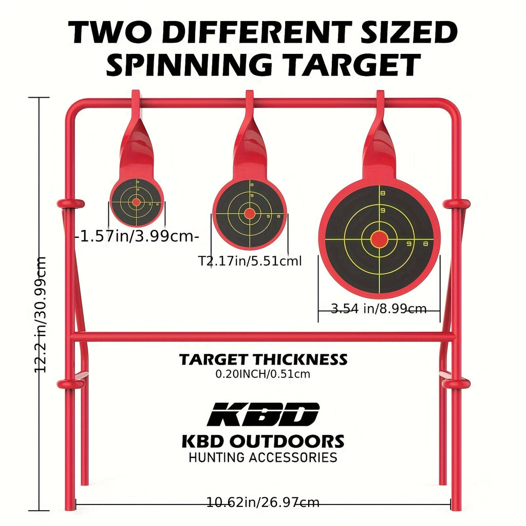 .22LR Spinner Shooting Target Stand - Triple Steel Spinner Targets, Foldable, includes 15-Pack Bullseye Paper Targets, for Outdoor Shooting Practice, Durable Air Strike Target System for Range Training