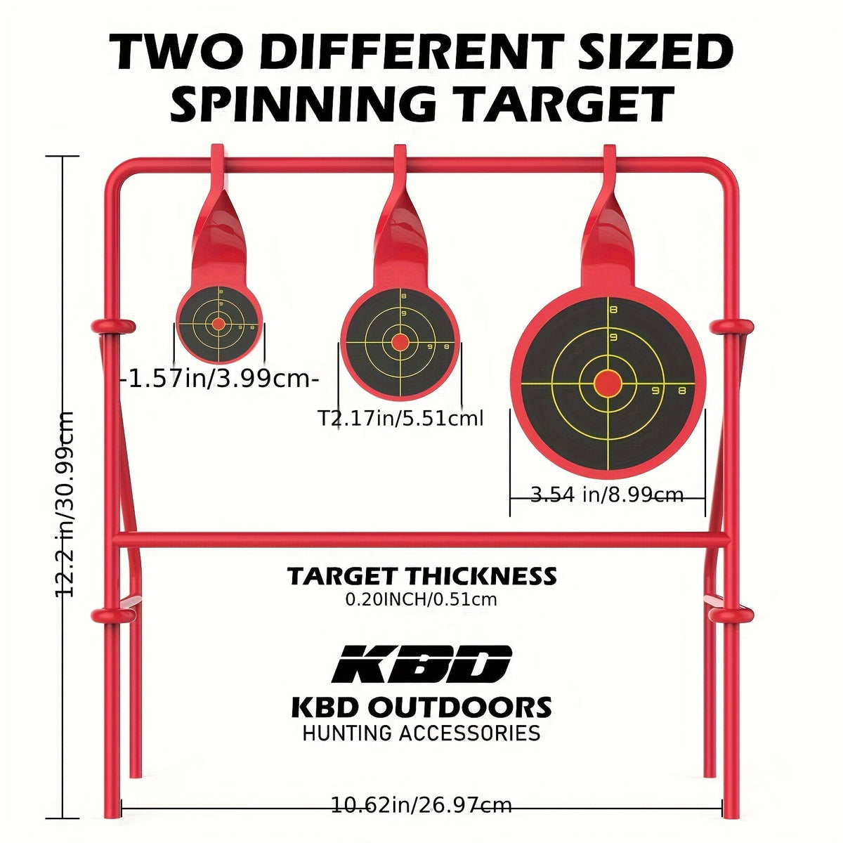 .22LR Spinner Shooting Target Stand - Triple Steel Spinner Targets, Foldable, includes 15-Pack Bullseye Paper Targets, for Outdoor Shooting Practice, Durable Air Strike Target System for Range Training