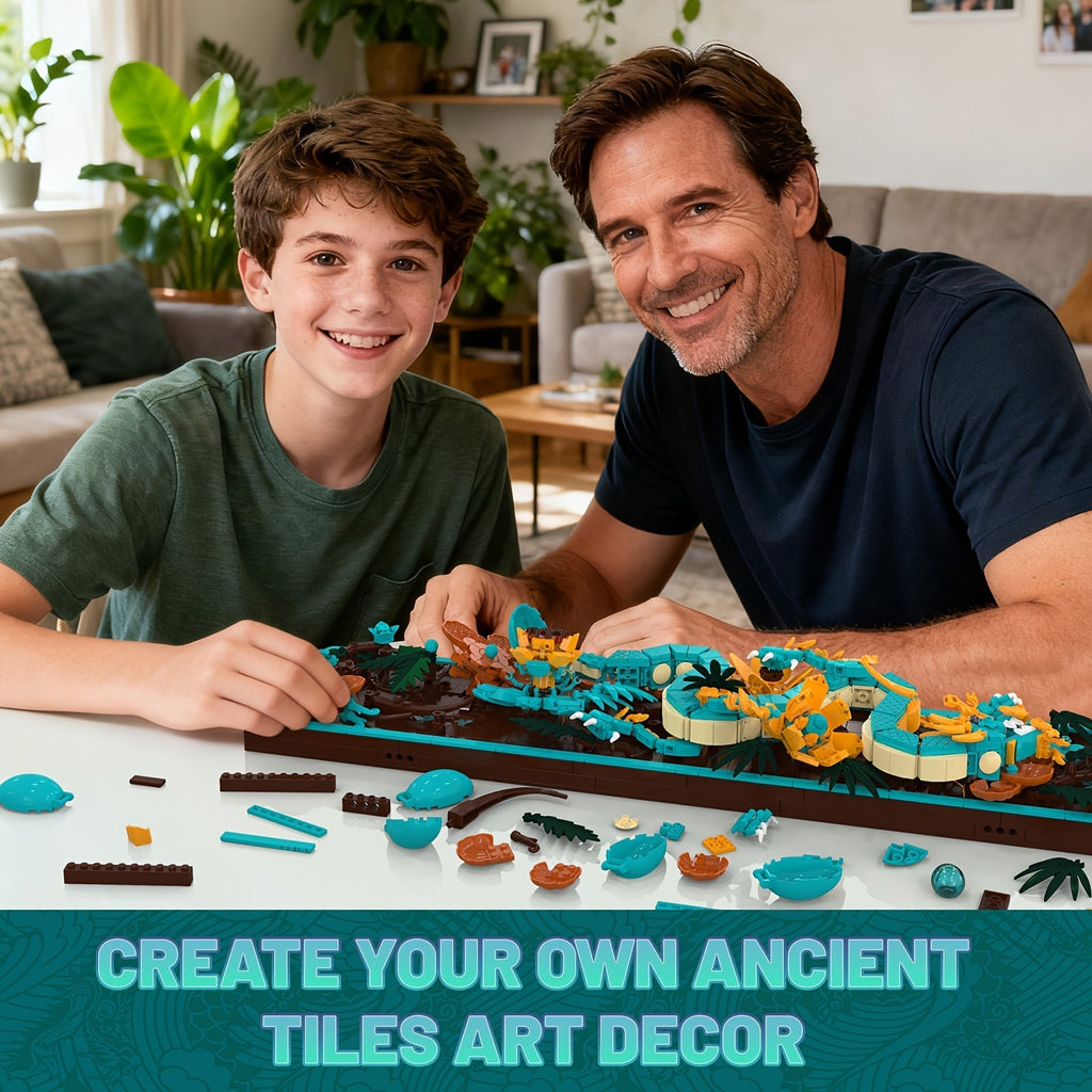Dragon Wall Art Building Block Set, 1574 Pieces, LED Light Mythic Dragon Tile Frame Kit for Adults, Teens, Home Office Decor, STEM Creative Gift, Ages 14+