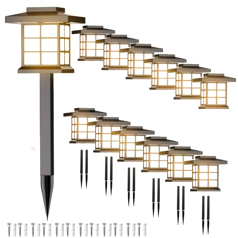Solar Outdoor Garden Lights 6/12/24 Pack IP44 Waterproof | Warm White & Colorful LED Landscape Pathway Lights for Yard, Courtyard, Patio, Holiday Decoration – Auto On/Off