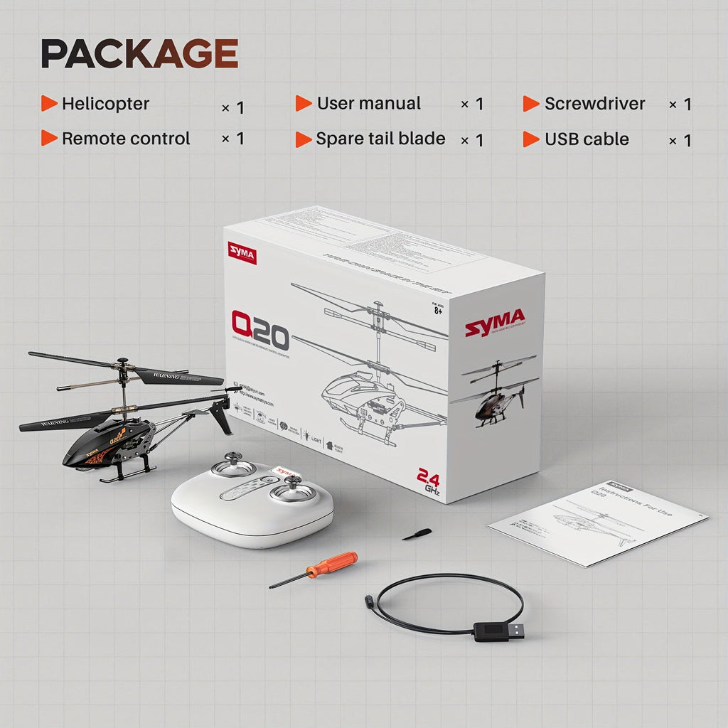 SYMA Q20 RC Helicopter with Altitude Hold One-Key Takeoff & Landing 3.5 Channel Gyro Stabilizer Alloy Body Indoor for Beginners Kids Age 8-12 – Boys & Girls Gift
