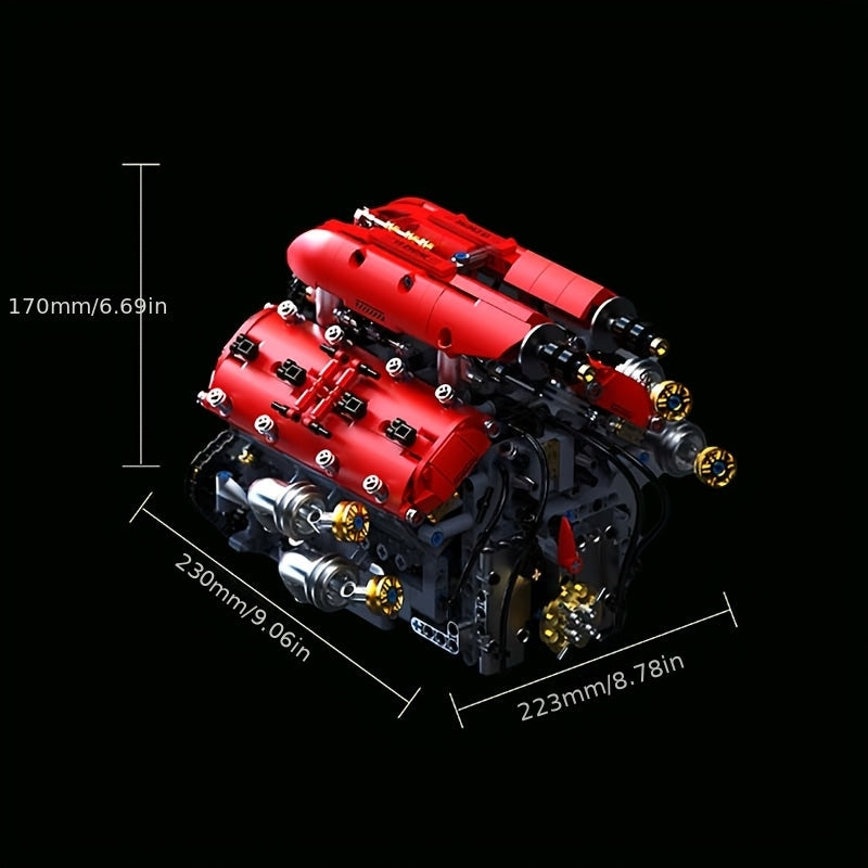 UNCLE BRICK V8 Engine Model Kit That Runs – Motorized Working Engine with Chain & Cylinder Linkage, STEM Mechanical Building Set for Adults, Car Enthusiast Gift, Red – Nova Mart
