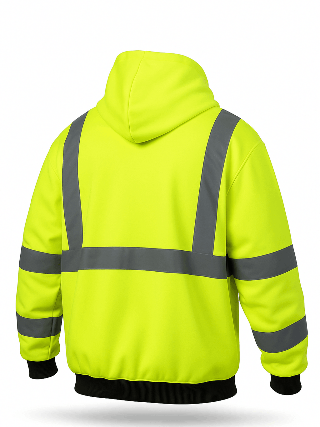High Visibility ANSI Class 3 Type R Reflective Safety Zip-Up Fleece Hoodie for Men and Women, Construction Workwear with Neck Gaiter, Fluorescent Yellow