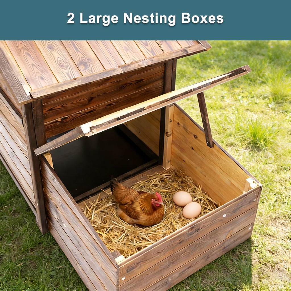 Weatherproof Wooden Chicken Coop with Double Nest Boxes Large Outdoor Poultry Hutch with Resting Area for Chickens Rabbits & Ducks – All-Season Safe & Easy Assembly