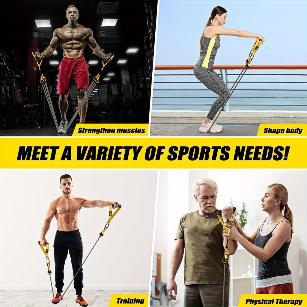 300lb Heavy-Duty Resistance Band Set Home Gym Strength Training Kit with Handles, Door Anchor, and Ankle Straps for Full-Body Workout, Muscle Building, Toning, and Rehabilitation