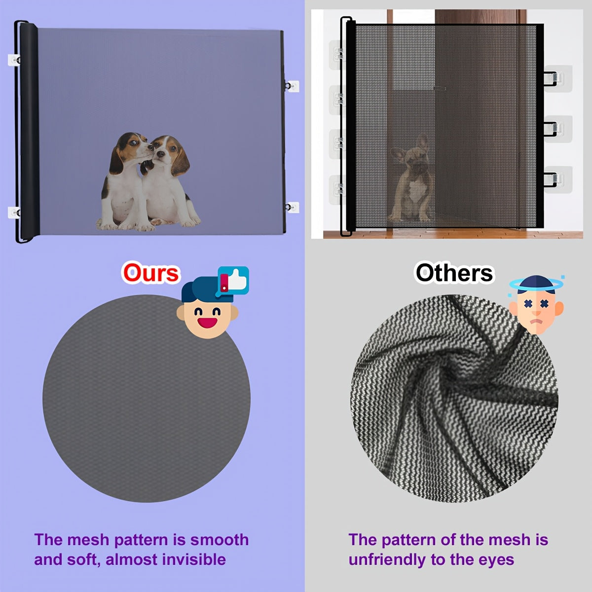 可调节网状宠物门——免打孔安装，猫狗可伸缩隔离围栏——适用于楼梯、门口及房间，黑色