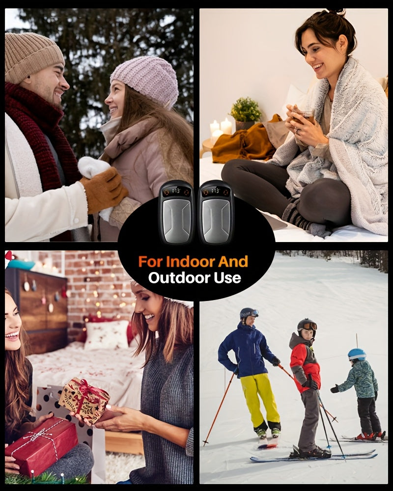 2-Pack Rechargeable Hand Warmers with COB Flashlight & Magnetic Base – 12Hr Heat, Portable Electric Pocket Warmer, Christmas Gift for Women Men Outdoor Winter