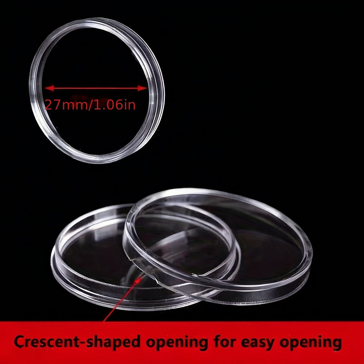 100-Pack Clear Coin Capsules, Transparent Collection Storage Boxes with Secure Snap Lid – Multi-Compartment Organizer for Coins, Souvenirs, Small Collectibles & Hobby Items