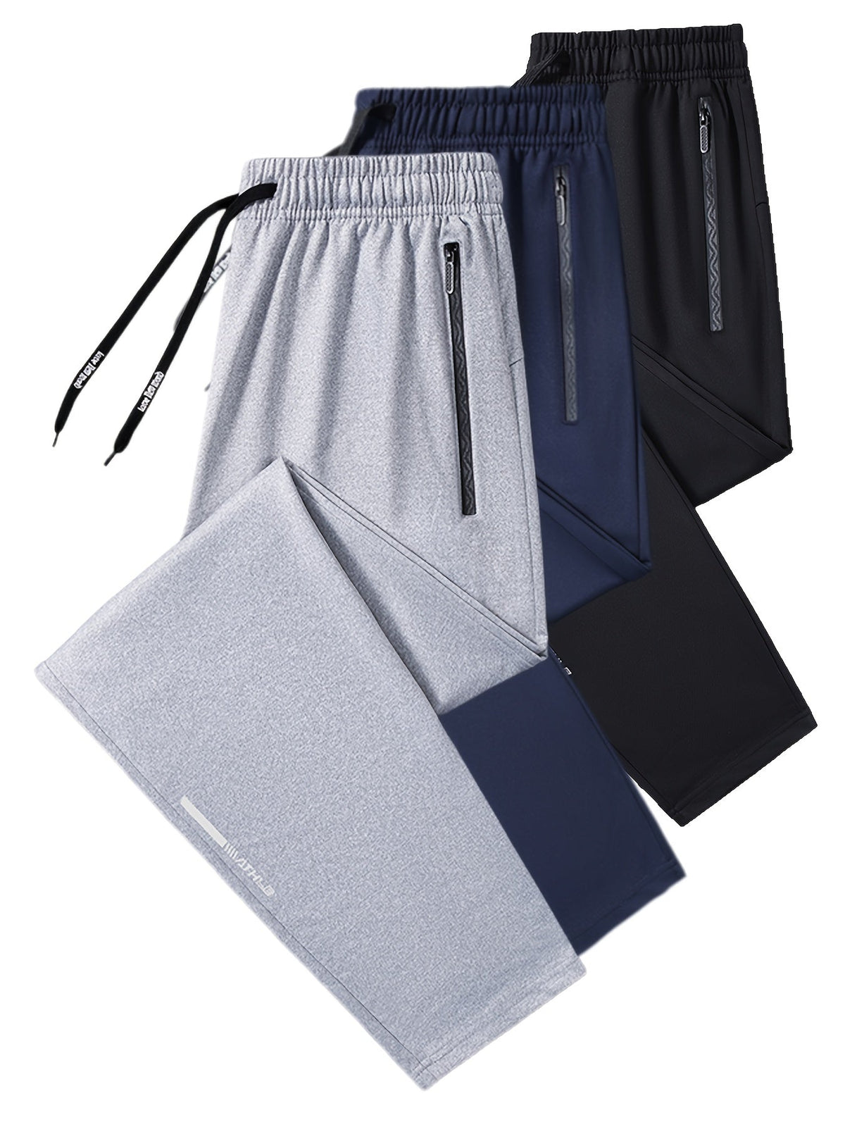 Men's Drawstring Joggers with Pockets, Regular Fit Cuffed Athletic Track Pants, 95% Polyester for Running, Training, Daily Wear in Spring and Fall – Comfortable Men’s Sports Trousers