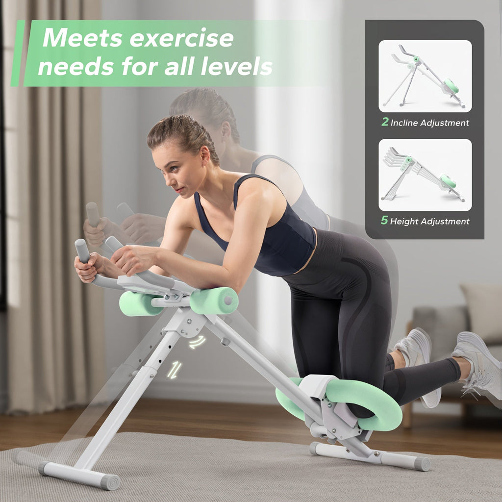 Adjustable Ab Machine & Ab Trainer for Home Gym, Foldable, Multi-Level Resistance, Knee Protection Pad, Aluminum Alloy Frame, Core & Abs Workout Equipment for Men & Women