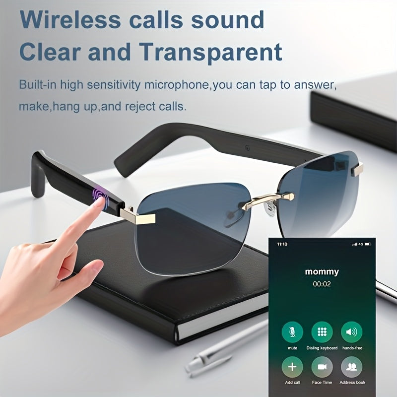 Bluetooth Smart Glasses with Touch Controls & Open Ear Audio – Integrated Microphone, Hands-Free Calls & Music, Polarized Lenses, Ideal for Outdoor Sports, Driving & Everyday Wear
