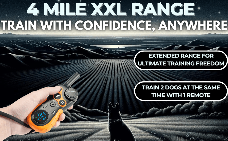 Dog Training Collar with Remote, 4-Mile Range – 124 Adjustable Levels, 4 Modes (Beep, Vibration, Shock, Night-Light), Rechargeable E-Collar for Dogs 5–135 lbs, Includes Training Guide