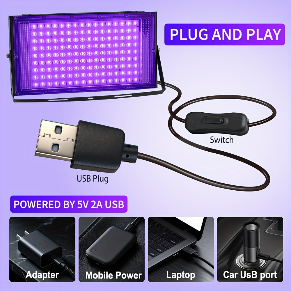Professional UV LED Resin Curing Lamp, 96 or 144 LEDs, High Power, USB Plug and Play for DIY Jewelry Making, Epoxy Resin Hardening, Mold Curing, Dark Violet