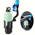 Car Phone Cup Holder Mount 2-in-1, 360° Swivel Rotation, Universal Fit for Cars, SUVs, and Trucks with Shock-Absorbing Trim - Black Extender