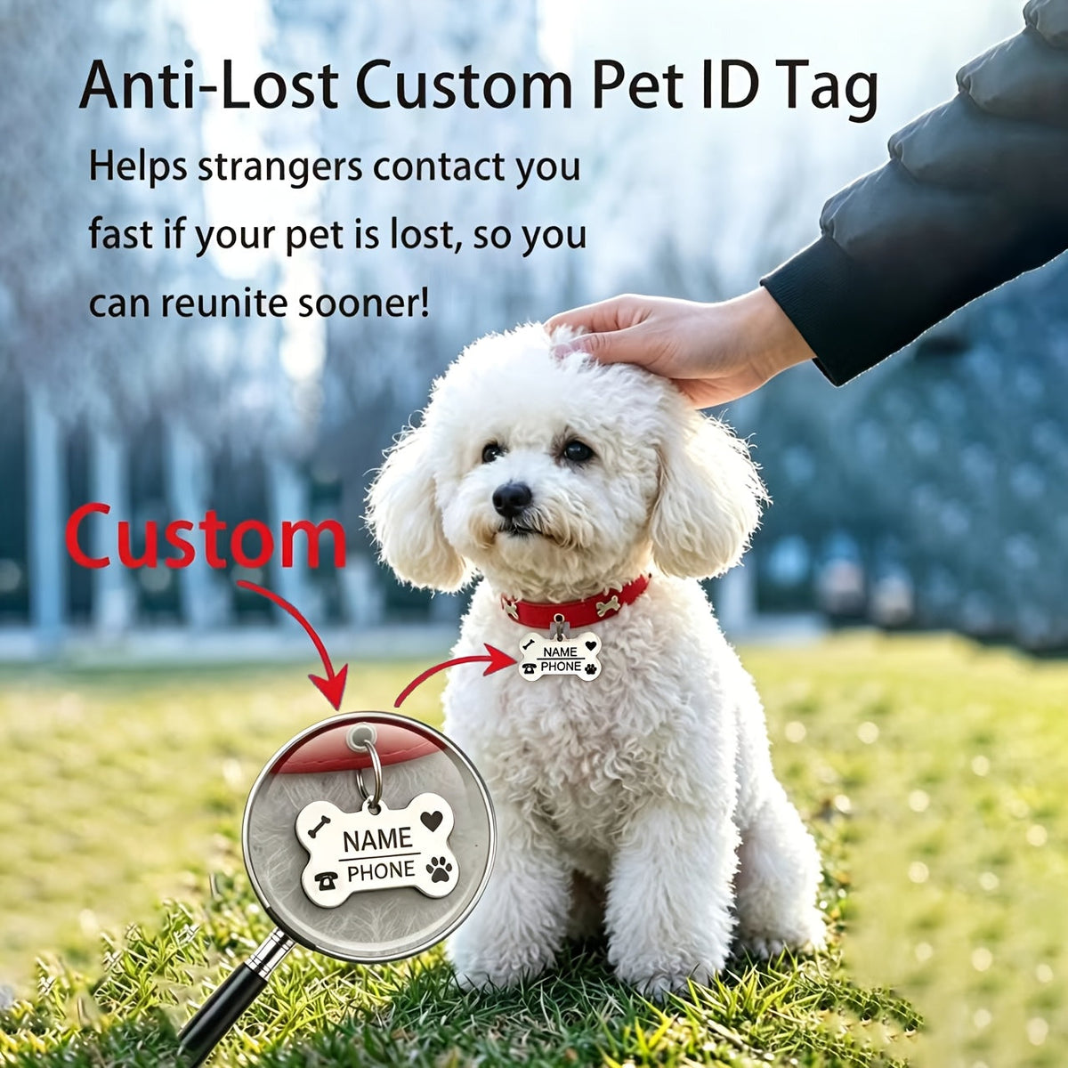 Custom Engraved Dog Collar with Free Personalized ID Tag, Adjustable Anti-Lost Pet Collar for Small to Medium Dogs and Cats, Durable Premium Material