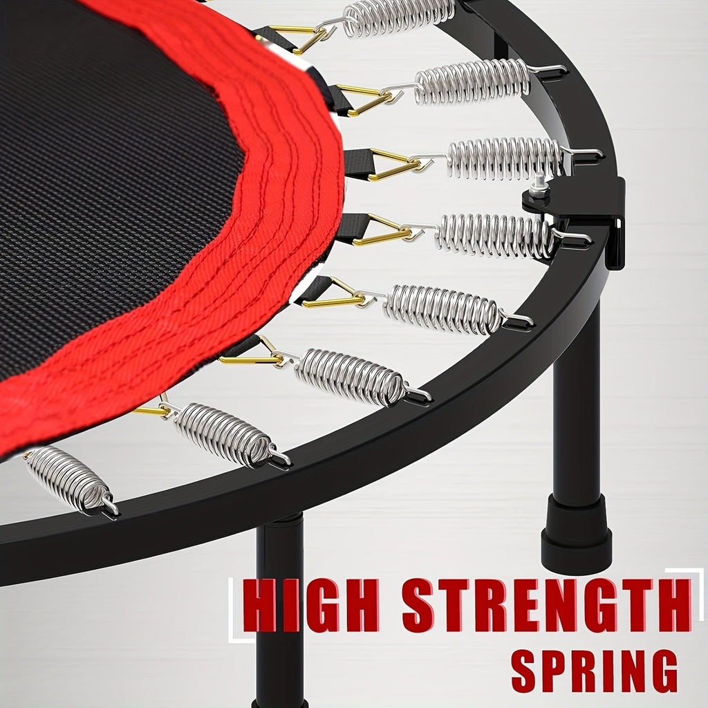 40-Inch Foldable Mini Trampoline with Handle – 450/550 LBS Fitness Rebounder with Bungees & U-Shape Foam Handle for Adults Indoor Outdoor Workout