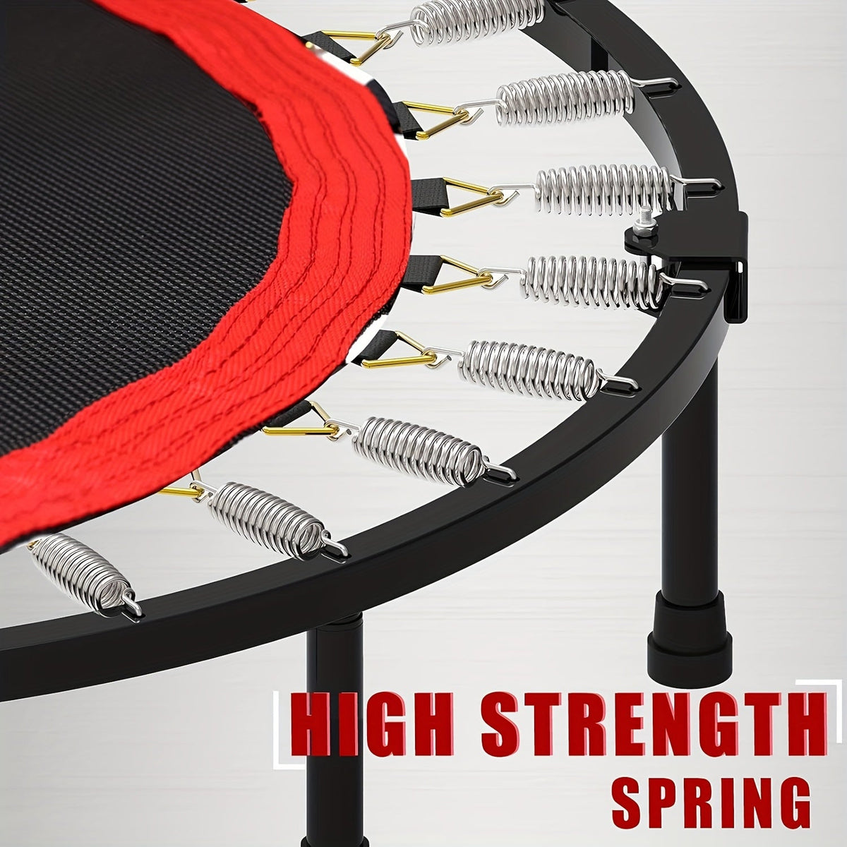 40-Inch Foldable Mini Trampoline with Handle – 450/550 LBS Fitness Rebounder with Bungees & U-Shape Foam Handle for Adults Indoor Outdoor Workout