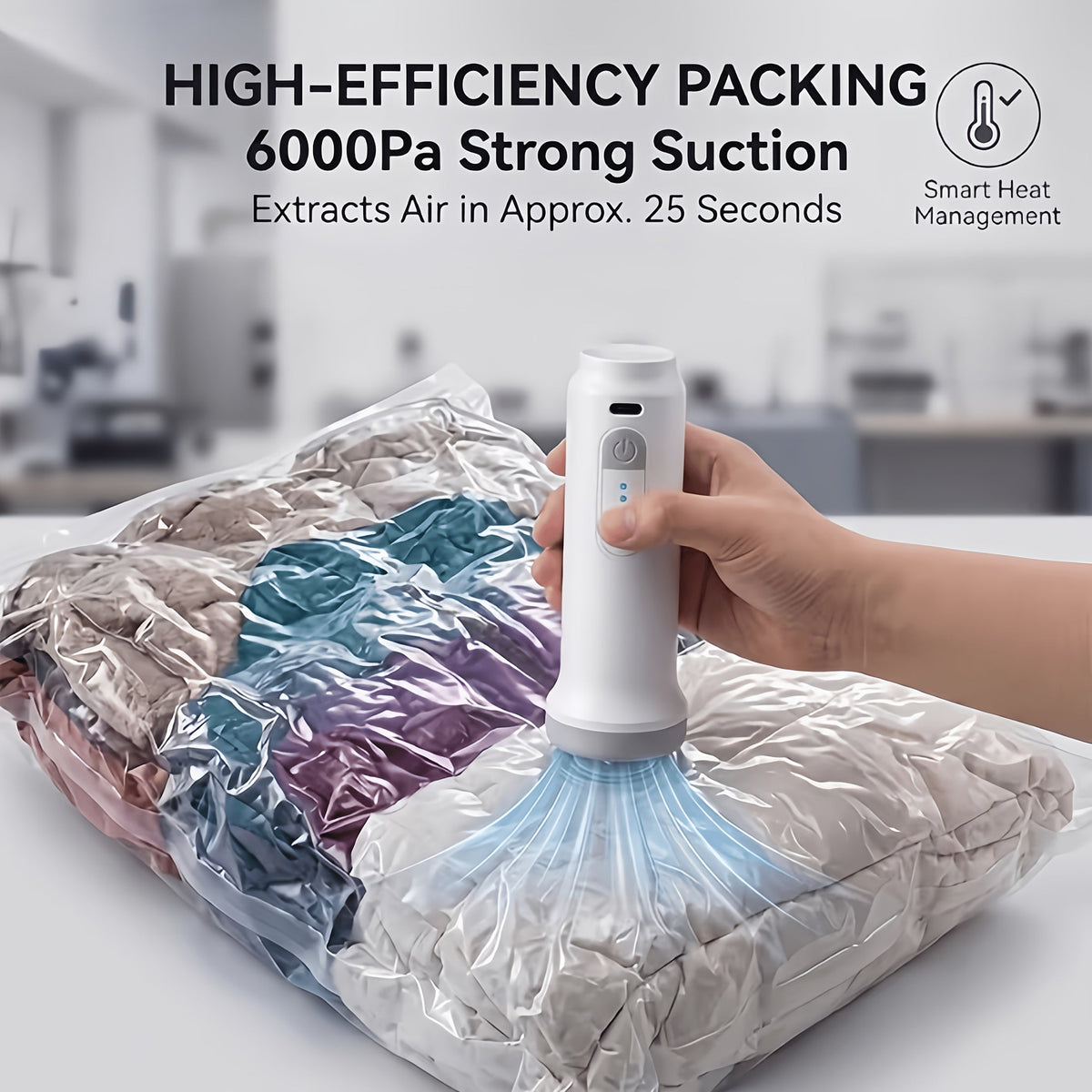 4-Pack Vacuum Storage Bags with USB Electric Air Pump - 1500mAh Rechargeable, 3 Sizes (30×40 / 40×50 / 50×60cm) - Space-Saving for Clothes & Seasonal Bedding