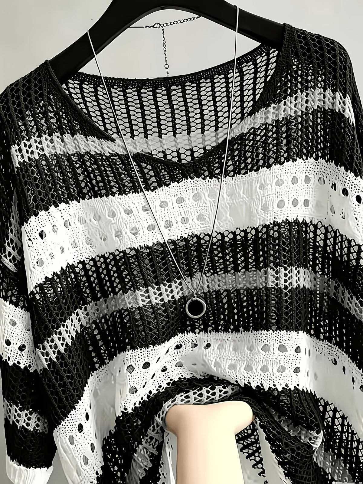 Women's Hollow Out Half Sleeve Beach Cover Up, Elegant Loose Swimsuit Cover Up, Summer Vacation Boho Tunic Top, Light Purple, White, Cyan, Black, S, M, L, XL