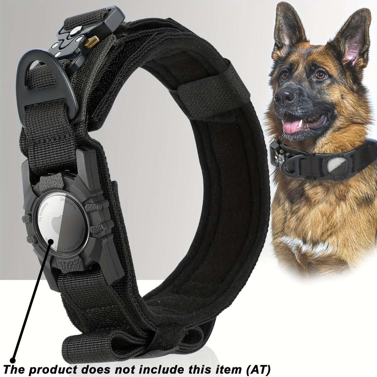 Tactical Dog Collar with GPS Holder - Military Style Heavy Duty Nylon Collar for All Breeds, Adjustable Secure Fit Training Collar, 5 Colors 4 Sizes (S/M/L/XL) for Large & Medium Dogs