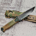 Outdoor Fixed Blade Knife – Stainless Steel Straight Blade, Non-Slip Handle, K-Sheath, EDC Hunting, Fishing, Camping, Survival Knife, Camouflage, Multi-Purpose Field Tool for Men