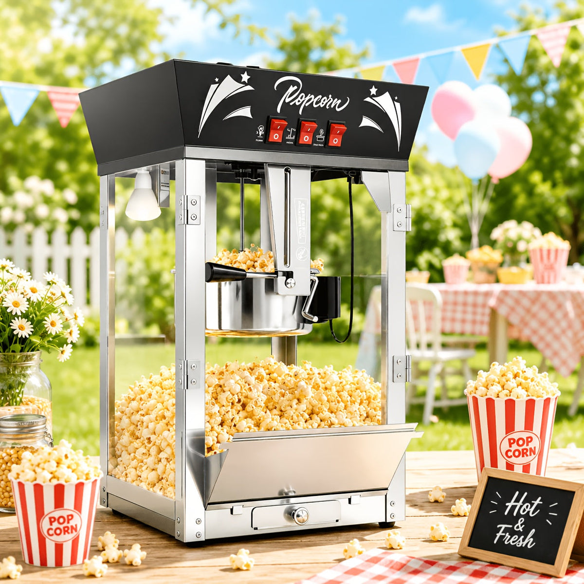 Popcorn Machine 8oz–32oz Commercial-Grade Countertop Popcorn Maker with 3-Switch Control for Home Movie Theater Parties & Game Nights – Multiple Sizes & Colors