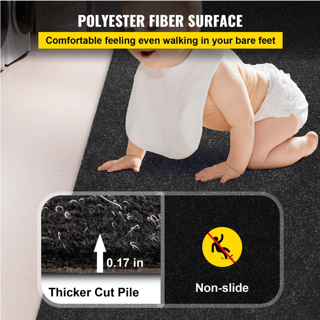 Marine Boat Carpet 6ft x 13.1ft, Waterproof, Anti-Slip Ribbed Surface, Rubber Waterproof Backing, 0.18" Thickness, Cuttable to Any Shape, Easy Clean, for Boat Deck Patio Dock Garage, Black