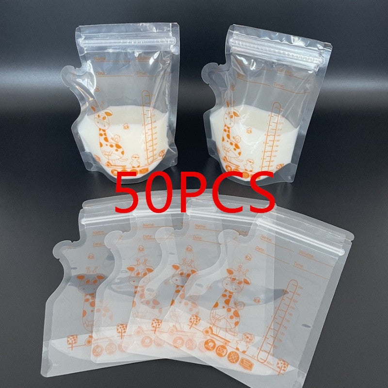 50-Pack Breast Milk Storage Bags, Double Leak-Proof Seal Freezer & Refrigerator Safe Milk Bags for Breastfeeding Moms, 8.45oz Shatterproof Bags for Expressed Breast Milk & Formula