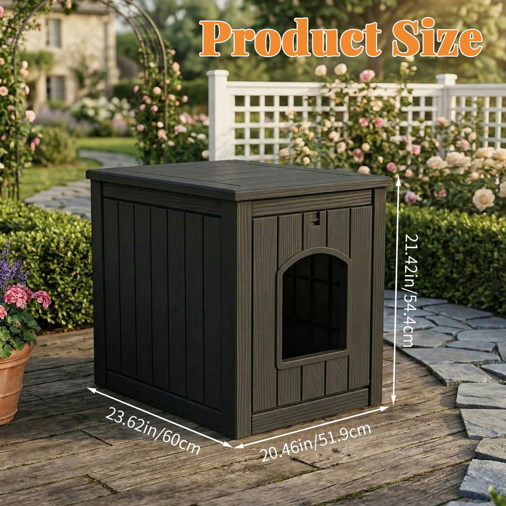 Hidden Litter Box Cabinet - Multifunctional Cat Litter Box Enclosure with Side Table Top, Front-Opening Door, Easy Clean - Indoor, Courtyard & Doorstep - Black & Light Brown