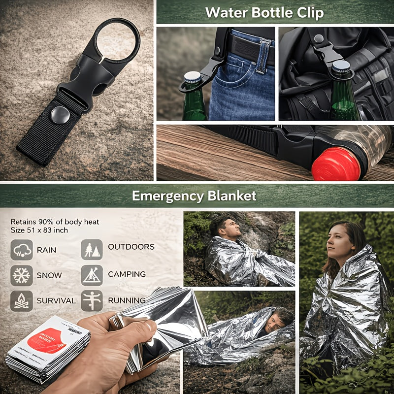 242-Piece Survival Kit – Outdoor Emergency Gear with Fire Starter & First Aid Tools for Camping, Hiking, Travel, Car, and School, Gift for Men & Women, Multiple Colors
