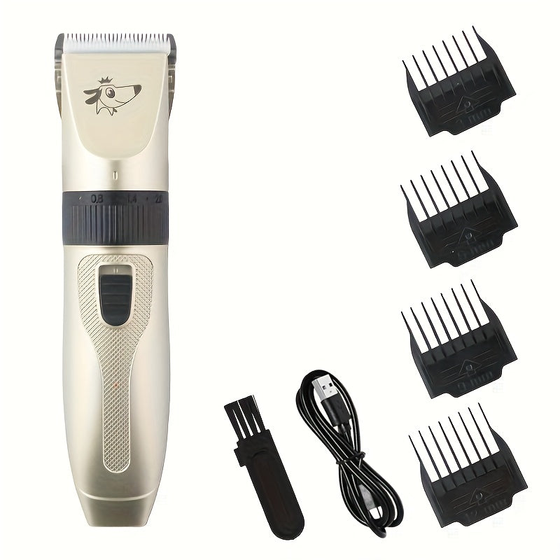 专业宠物美容工具套装，内含X7宠物剪刀 - 适用于浓密毛发的低噪音电推剪，猫狗及各类宠物均可安全使用，全套猫狗毛发美容工具。
