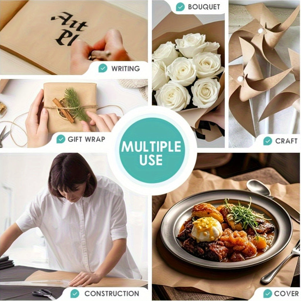 80GSM Kraft Paper Roll for Gift Wrapping, Bouquet Flower Packing, Bulletin Boards, Arts & Crafts, Moving & Shipping – Available in Black, Red, Brown & White – Multi-Size Wrapping Paper Roll