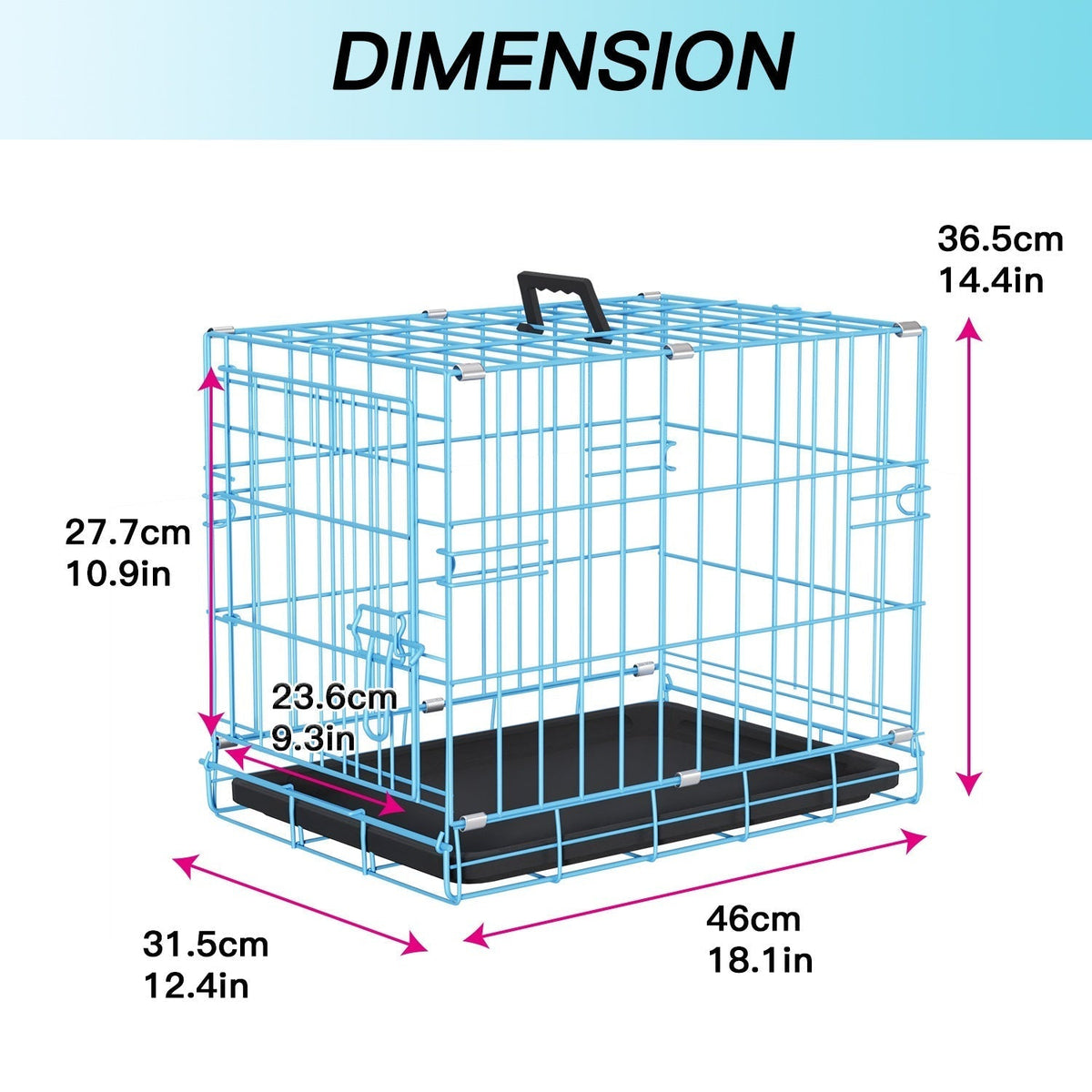 Foldable Metal Wire Dog Crate for Small Dogs & Rabbits – Adjustable Divider Panel, Leak-Proof Plastic Pan, Indoor Outdoor Pet Kennel for Chihuahuas, Toy Breeds, and Small Animals, Multiple Sizes