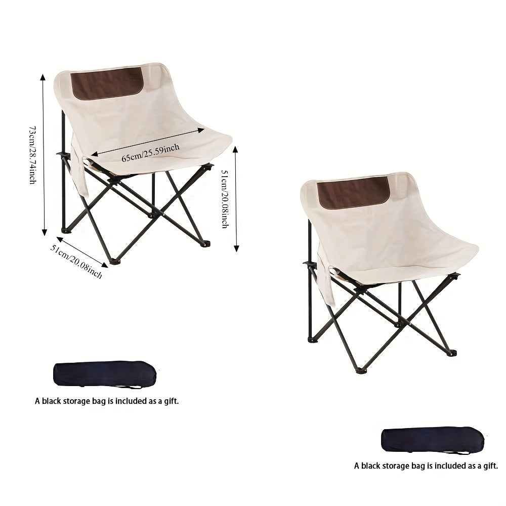 Portable Folding Moon Chair and Table Set, 2/3/5 Pieces, with Storage Bag for Beach, Camping, Fishing, Family BBQ, Picnic, Outdoor Hiking, Courtyard, Black/White