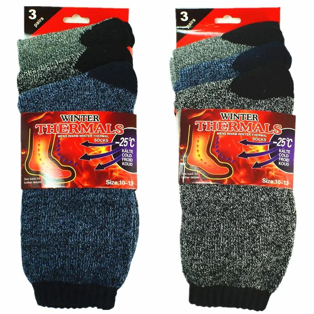 6 Pairs Men's Thermal Crew Socks – Thick Insulated Cold Weather Socks for Hiking, Skiing, Camping, and Outdoor Sports, Acrylic Winter Boot Socks