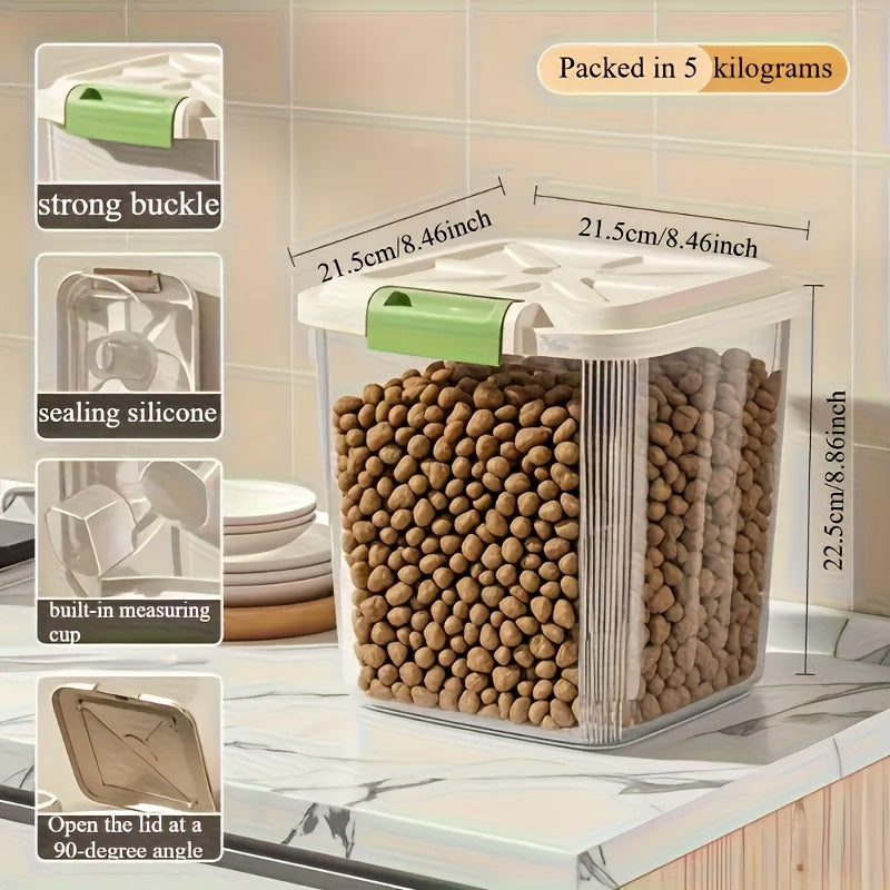 Airtight Pet Food Storage Container with Wheels, Locking Lid, Built-in Scoop, Moisture-Proof Dog and Cat Food Bin for Kitchen Pantry, 11/22/38/55 lbs Dry Food Storage