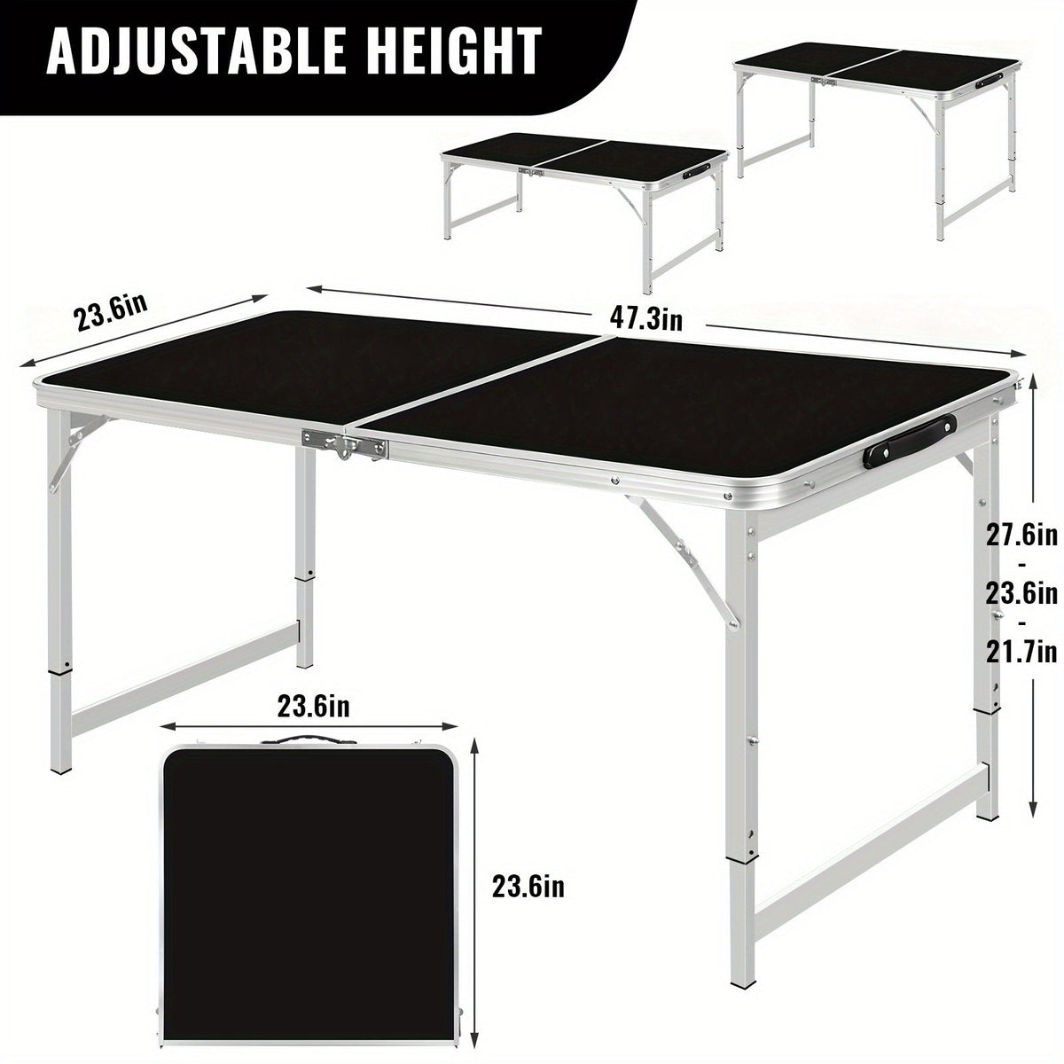 4ft & 6ft Folding Portable Rectangular Table for Camping, Picnic, Wedding & Party – Lightweight with Carrying Handle, Easy Setup, Indoor/Outdoor Fold-Up Table – White